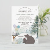 Invitation Douche par Mail Forest Woodland Bear Girl Baby (Debout devant)