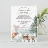 Invitation Douche par Mail Forest Woodland Girl Baby (Debout devant)