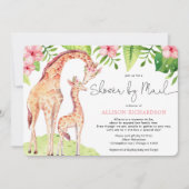 Invitation Douche par Mail girafe mignonne safari bébé fille (Devant)