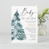Invitation Douche par Mail Gold girl baby shower d'hiver (Debout devant)