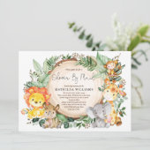 Invitation Douche Par Mail Long Distance Vert Bébé Safari (Debout devant)