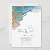 Invitation Douche par Mail Marbled Alcohol Encre Turquoise et (Devant)