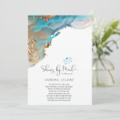 Invitation Douche par Mail Marbled Alcohol Encre Turquoise et (Debout devant)