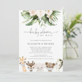 Invitation Douche Par Mail Masqué Baby Safari Animaux (Debout devant)