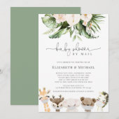 Invitation Douche Par Mail Masqué Baby Safari Animaux (Devant / Derrière)