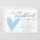 Invitation Douche par Mail Moderne Valentines bleu blanc garç (Devant)