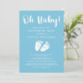 Invitation Douche par Mail Oh Baby Boy Feet Bleu Blanc (Debout devant)