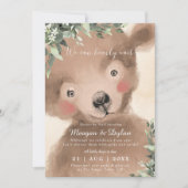 Invitation douche par mail ours neutre baby shower moderne (Devant)