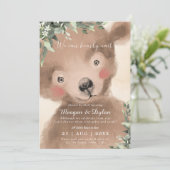 Invitation douche par mail ours neutre baby shower moderne (Debout devant)