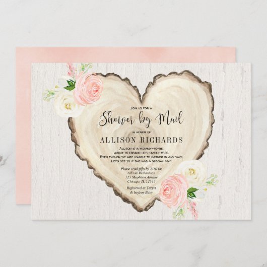 Invitation Douche par mail Rustic Valentines Jour fille bébé (Devant / Derrière)