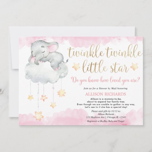 Invitation Douche par mail Twinkle scintiller petite étoile r (Devant)