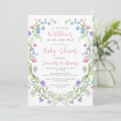 Invitation Douche petite fille fleur sauvage pastel (Debout devant)