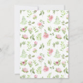 Invitation Douche petite fille fleur sauvage rose pâle verte (Dos)