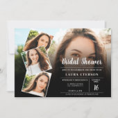 Invitation Douche photo nuptiale moderne en noir et blanc (Devant)