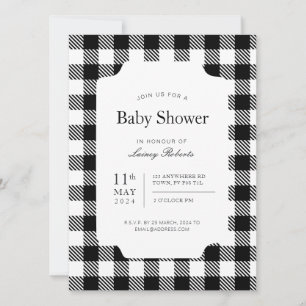 Invitation Douche Plaid classique en tableau noir et blanc