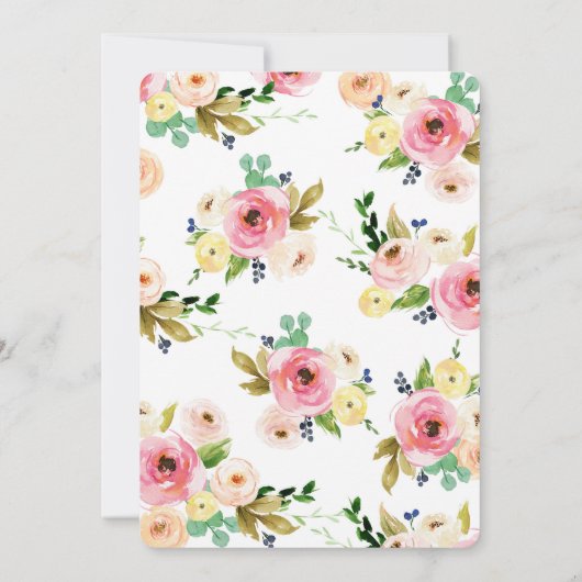 Invitation douche pour bébé à fleurs (Dos)