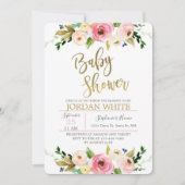 Invitation douche pour bébé à fleurs (Devant)