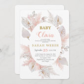 Invitation Douche pour bébé à fleurs à l'anthurium chic Boho (Devant / Derrière)