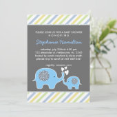 Invitation Douche pour bébé à rayures d'éléphant sur mesure (Debout devant)