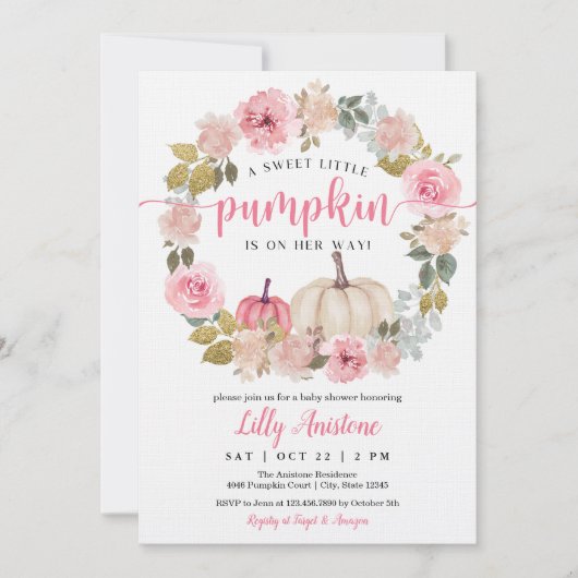 Invitation Douche pour bébé Citrouille douce (Devant)