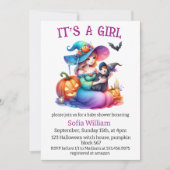 Invitation Douche pour bébé en sorcière d'Halloween (Devant)