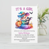 Invitation Douche pour bébé en sorcière d'Halloween (Debout devant)