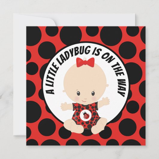 Invitation douche pour bébé fille ladybug (Devant)