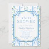 Invitation Douche pour bébé floral à la main avec chou (Devant)