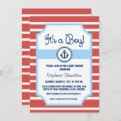 Invitation Douche pour bébé nautique à ancre (Devant / Derrière)