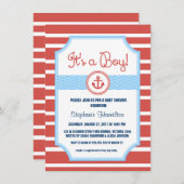 Invitation Douche pour bébé nautique à ancre (Devant / Derrière)