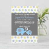 Invitation Douche pour bébé pois à éléphant personnalisé (Debout devant)
