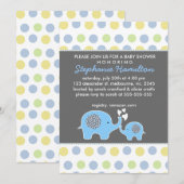 Invitation Douche pour bébé pois à éléphant personnalisé (Devant / Derrière)