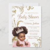 Invitation Douche pour bébé rose or noir (Devant)