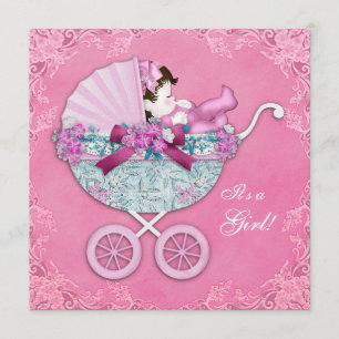 Invitation Douche pour bébé rose Porte-bébé