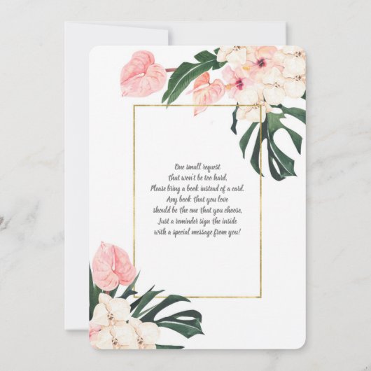 Invitation Douche pour bébé rose tropical (Dos)