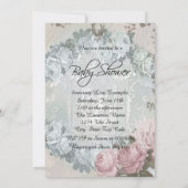 Invitation Douche pour bébé rose vintage (Dos)