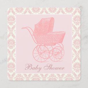 Invitation Douche pour bébé rose Vintage