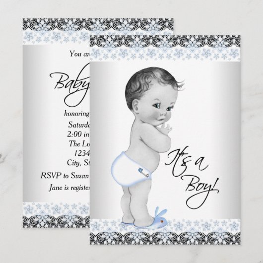 Invitation Douche pour bébé vintage (Devant / Derrière)