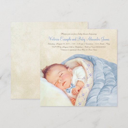 Invitation Douche pour bébé vintage (Devant / Derrière)