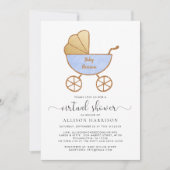 Invitation Douche pour bébé virtuelle Bleu de transport rétro (Devant)