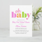 Invitation Douche pour bébé virtuelle Oh Baby Bright Pink (Debout devant)
