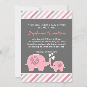 Invitation Douche pour bébés à rayures d'éléphant sur mesure