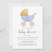 Invitation Douche pour bébés avec option bleue virtuelle (Devant)