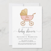 Invitation Douche pour bébés avec option virtuelle rose (Devant)