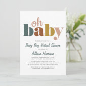 Invitation Douche pour bébés virtuelle Oh Baby Turquoise Oran (Debout devant)