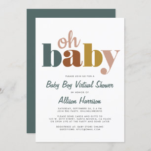Invitation Douche pour bébés virtuelle Oh Baby Turquoise Oran