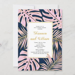 Invitation Douche pour couple de mariages de marine feuille r