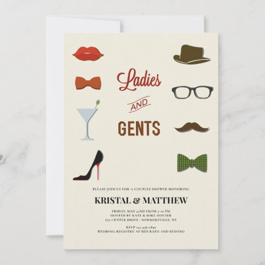 Invitation Douche pour couples Dames et Messieurs (Devant)