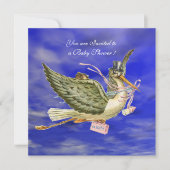 INVITATION DOUCHE POUR FILLE BÉBÉ STORK (Devant)