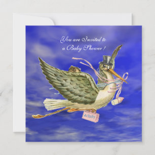 INVITATION DOUCHE POUR FILLE BÉBÉ STORK